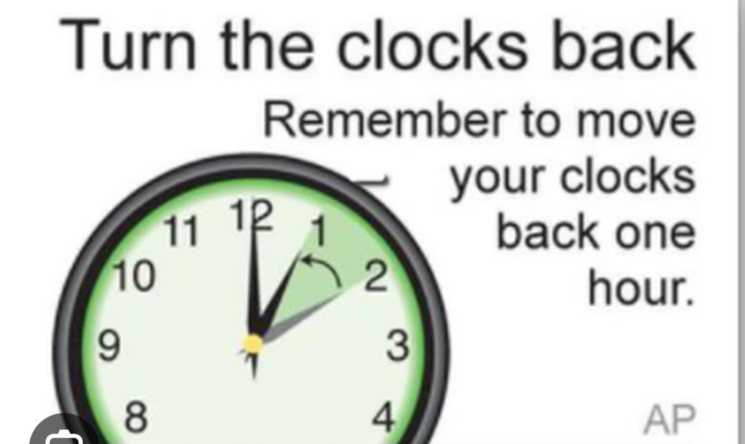 BriskWalkLady's tweet image. Remember to set your clocks back 1 hour. #SpringForwardFallBack #DaylightSavingTime