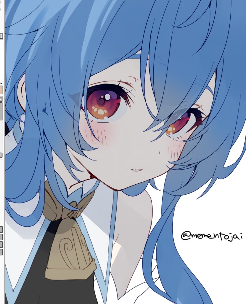 ganyu (genshin impact) 1girl solo blue hair blush bell looking at viewer long hair  illustration images
