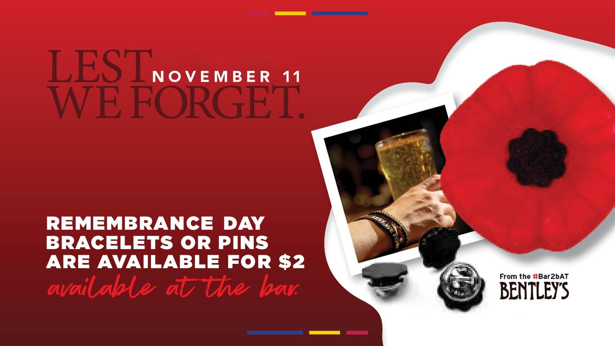Remembrance Day Pins and Bracelets are available at the Bar in Support of the Legion.
#WeRemember #LestWeForget2023