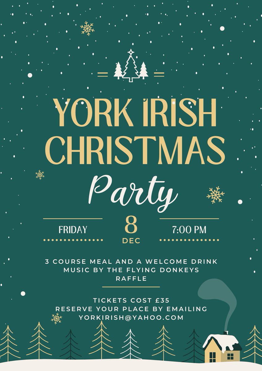 We still have places available for this year's York Irish bash at the Holiday Inn. The best Christmas party in York! All welcome.
