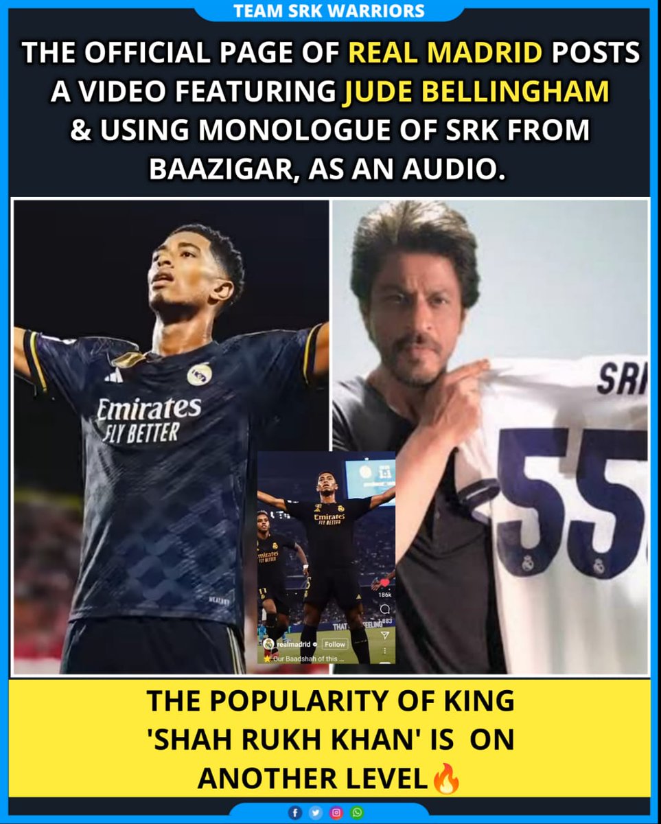 Real Madrid Celebrates Jude Bellingham With Shah Rukh Khan's Song And  Dialogue; Internet Says 'King For A Reason' - Culture