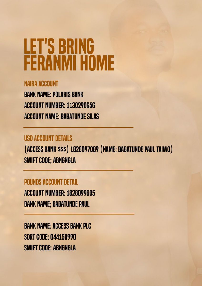 Feranmi <a href="/Mr_reguard/">Oluwaferanmi</a> is my friend.
He was kidnapped. We need your help. Find details in the pictures.
If you see this, please use the RT button. PLEASE RT.

cc <a href="/Ayoxtreme/">Ayo Adeagbo</a> <a href="/ayomide_elemo/">the.ayoelemo</a> <a href="/saamuonifoto/">Sàámú</a> <a href="/akinalabi/">Oloye Akin Alabi</a> <a href="/thatloba/">Oluwatobiloba Emmanuel</a> <a href="/falzthebahdguy/">Bop Daddy</a> <a href="/davido/">Davido</a> <a href="/SavvyRinu/">Rinu Oduala 🔥🔫</a> <a href="/mrmacaronii/">Mr Macaroni</a>