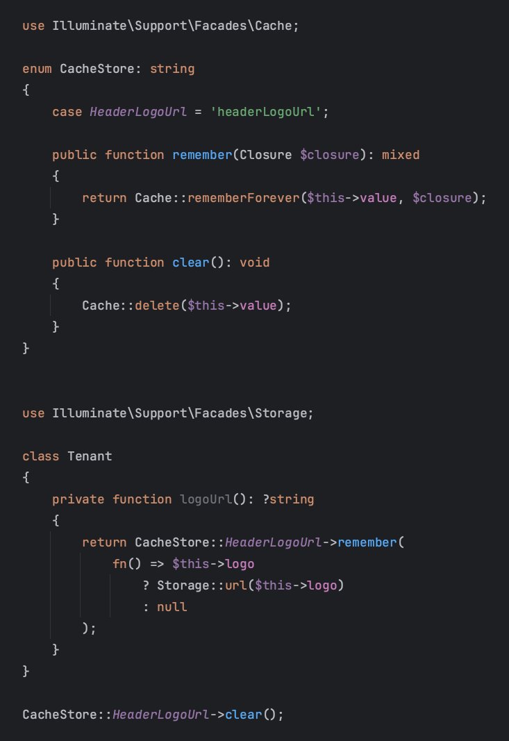 sebsulinski's tweet image. An easy way to manage your application's cache with use of #php Enum and #laravel Cache facade.