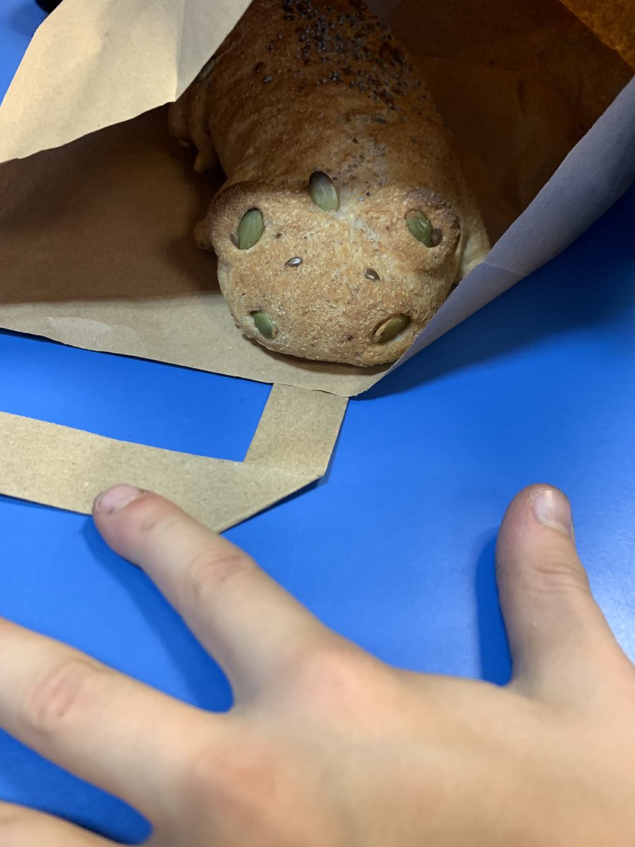 ⁦<a href="/stpaulstluke/">SPSL</a>⁩ fantastic day baking with year 3 class… this monster/lizard loaf was particularly characterful! #homegrownBread #bread #handsonlearning
