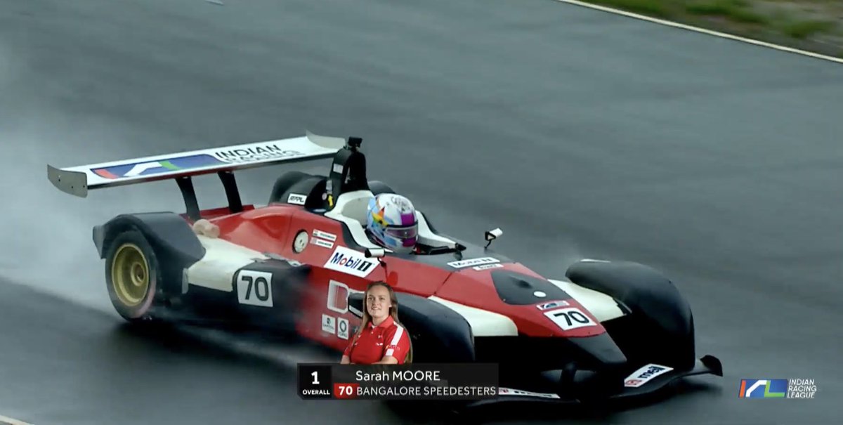 cfmagindia's tweet photo. And in those crazy soaking conditions at the Madras International Circuit, it’s #SarahMoore (@smgirlracer26) who makes the most of the scarp at the front end and wins the Race 2 of this #IndianRacingLeague with Wohoo…GIRL POWER!! 💪💪
@Irlofficial1 #India #Chennai @MMSCChennai @WSeriesRacing