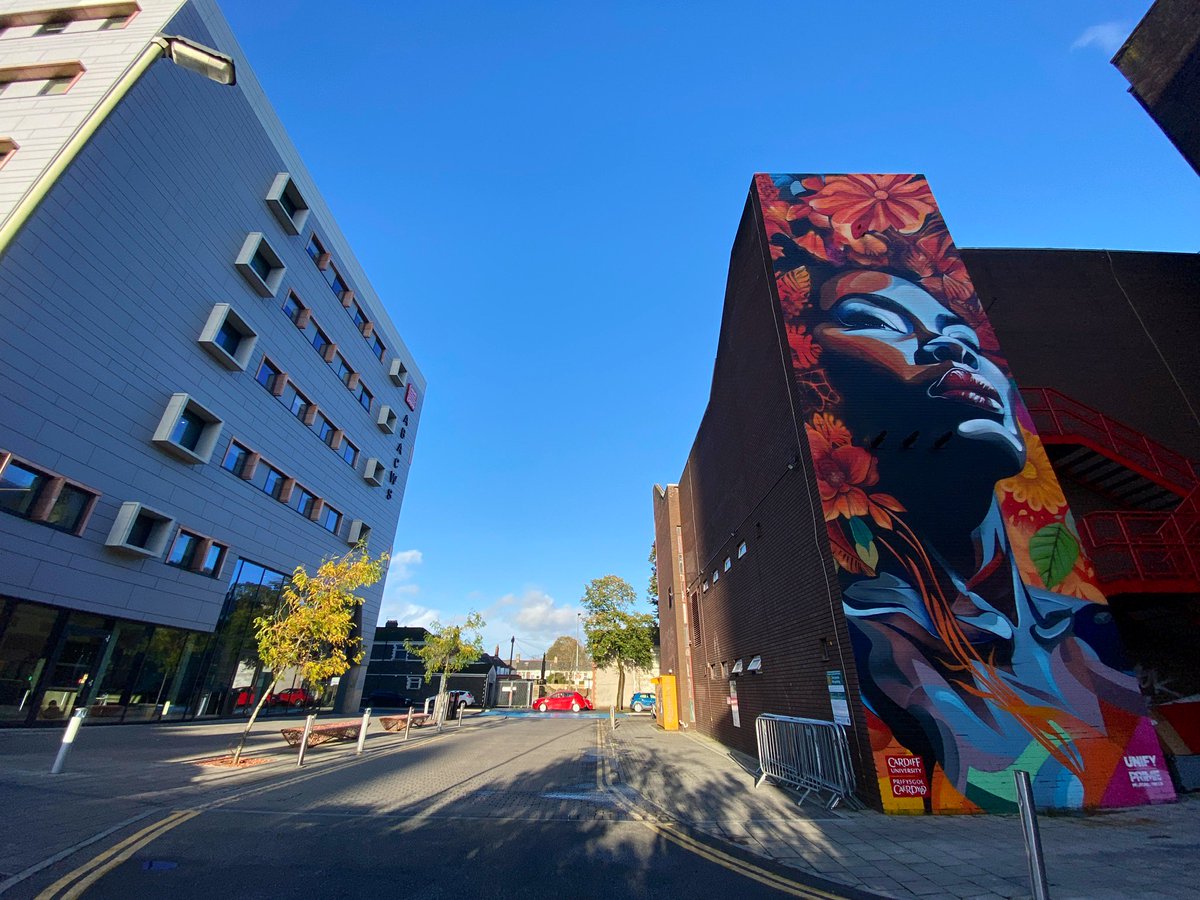 Celebrating #blackhistorymonth, @cardiffuni commissioned Unify and Prime Mural Arts to create this new artwork at the back of the old Cardiff Student Union building (off Senghennydd Road). It’s called Flora: A Tribute To Sisterhood & Black Women.