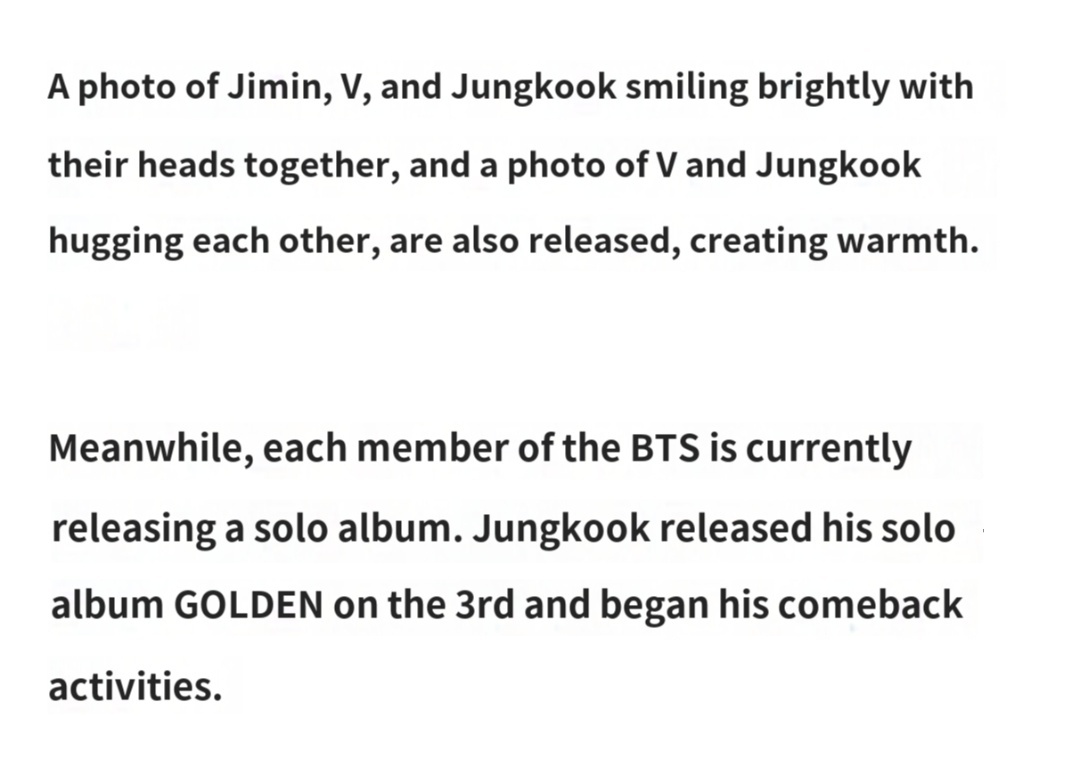 Taekoomania's tweet photo. Dispatch writes, "Photo of V and Jungkook hugging each other, are also released, creating warmth" https://t.co/qQai5jUsQQ