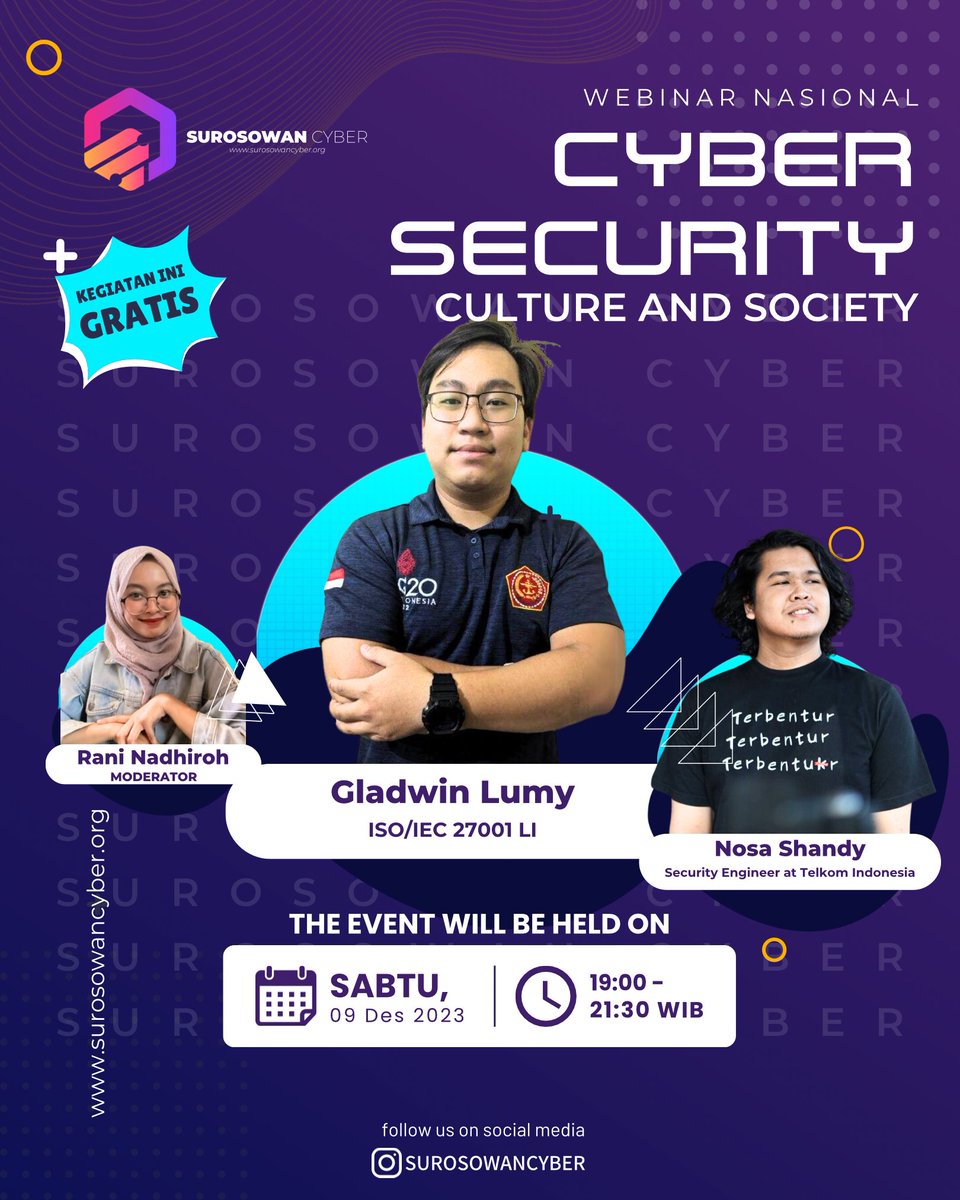 onnowpurbo's tweet photo. 9 Desember 2023 malam Webinar Cyber Security https://t.co/YTO94SQR4I
