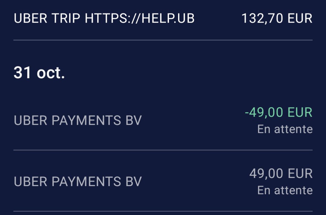 ___MDH___'s tweet photo. @ladygagastan__ @UberFR @UberFR_support Course de 49€ le 31/10 pour faire paris -> CDG , @uberFR_support a annulé l'empreinte de 49€ pour prélever ... 132€ !!!! Vous êtes des voleurs !!! https://t.co/fWoMnNS1Z2