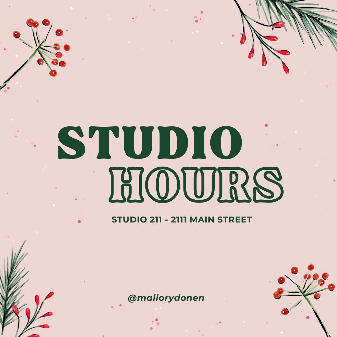 MalloryDonen's tweet photo. *HOLIDAY STUDIO HOURS*
I'll be opening my studio on a regular basis during November & December.
DM to schedule a private studio visit.
Hope to see you soon!
#mallorydonen #studiohours #artist #holidays #localartists #localart #art https://t.co/X5fmvPpxFo