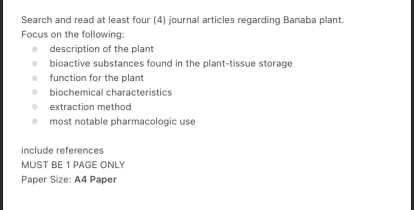 LF COMMISSIONER Pharma

Task: See photo below 
Subject: Botany
Due: Nov 7, 5pm
Budget: 300-400
Prefer if may “maya” mod