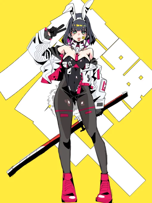 夜哭バニー全体図! #オリジナルイラスト  #イラスト好きさんとつながりたい  #絵描きさん交流会 