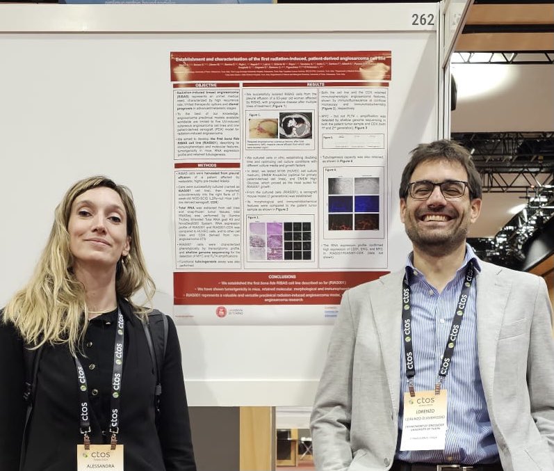 Alessandra Merlini (@merlini_ale) on Twitter photo Last but not least - our poster on the generation and characterization of the first patient-derived, radiation-induced breast angiosarcoma cell line. Hope it can foster future preclinical #angiosarcoma research!
#sarcoma #CTOS23
<a href="/SarcomaUniTo/">Sarcoma UniTo</a> <a href="/SilviaBrusco6/">Silvia Brusco</a> <a href="/DAmbrosio_MD/">Lorenzo D'Ambrosio</a> Last but not least - our poster on the generation and characterization of the first patient-derived, radiation-induced breast angiosarcoma cell line. Hope it can foster future preclinical #angiosarcoma research!
#sarcoma #CTOS23
<a href="/SarcomaUniTo/">Sarcoma UniTo</a> <a href="/SilviaBrusco6/">Silvia Brusco</a> <a href="/DAmbrosio_MD/">Lorenzo D'Ambrosio</a>