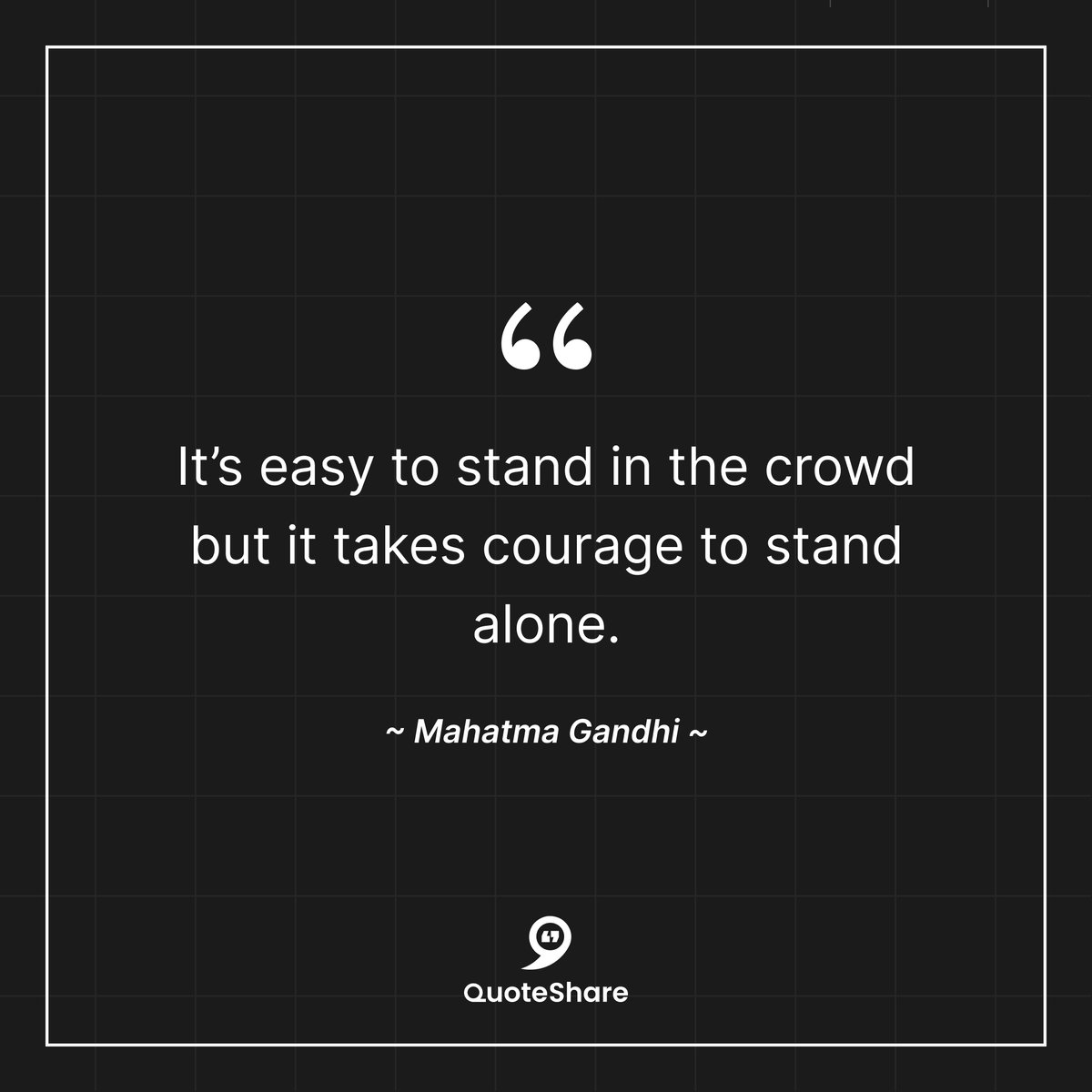 _quote_share's tweet photo. 🌟 "It’s easy to stand in the crowd but it takes courage to stand alone." - Mahatma Gandhi. This powerful quote reminds us that individuality is a brave choice. Choose Quote Share to share this message and express your unique style. 📚💪 #QuoteShare #StandOut #Motivation https://t.co/6BXTnCpxJR