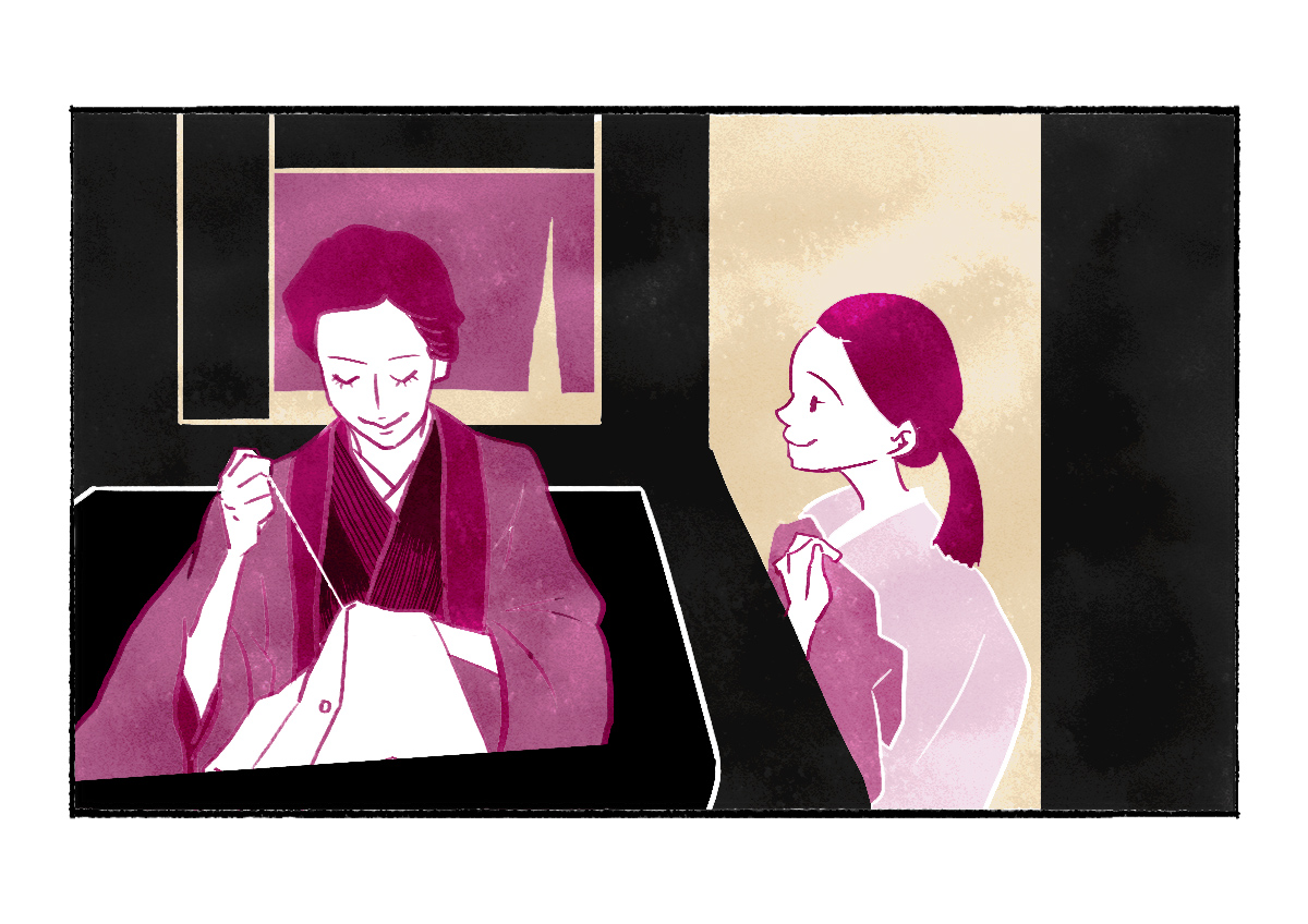 藤の花が咲く銭湯の、藤色の着物が似合う女将さん
#ブギウギ #ブギウギ絵 