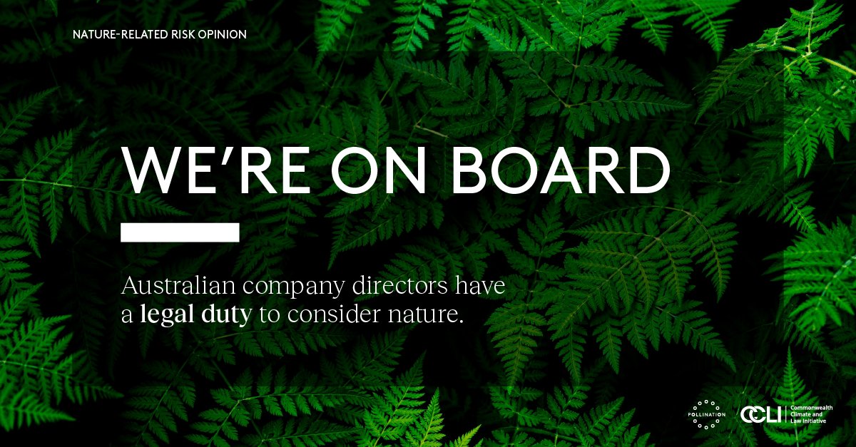 📢OUT NOW: New legal opinion on Nature Related Risks and Directors Duties. The opinion found that directors who fail to adequately consider, disclose, and manage nature-related risks can be held personally liable. Read the opinion here: commonwealthclimatelaw.org/australian-com… #PollinationGroup