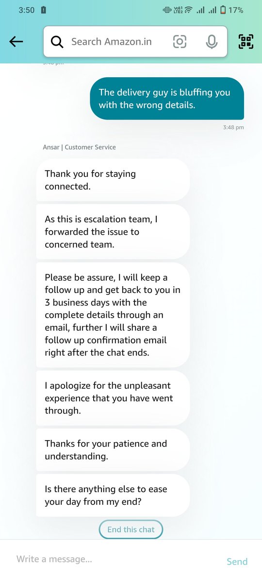 hore_subhadeep's tweet photo. @AmazonHelp received this reply from your team. Now it is 3 days  😂🤣
What a service to a prime member . 😂 https://t.co/YMO6IBvMCx
