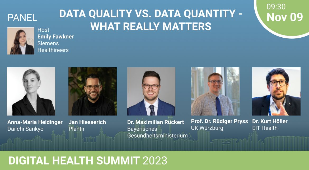 DocPfoe's tweet photo. Join our Panel on Data Quality vs. Data Quantity - What really matters on the 9th of November at 09:30 at the Digital Health Summit 2023 in Munich!
Register now and get your Tickets on our Website: https://t.co/McJIOqJU8O
#dhsmuc #DHS23 https://t.co/N8CFGri1p0