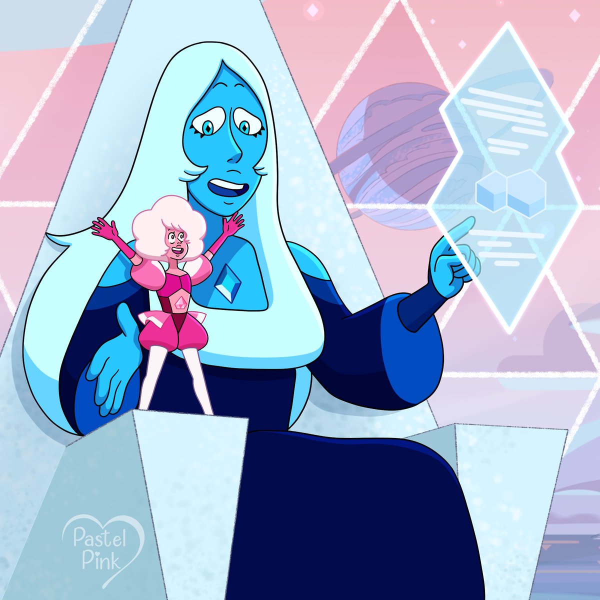 'Do you remember when I let you name that batch of Pyrite? Fool's gold! Ha! White was furious!' #Bluediamond #Pinkdiamond #Stevenuniverse #Fanart