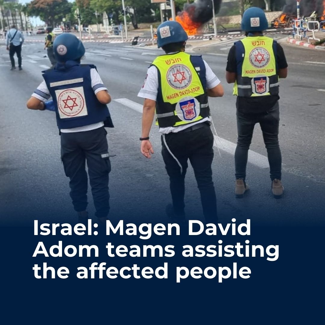 ifrc's tweet photo. The dramatic escalation of hostilities in Israel &amp; Palestine led to immense suffering.

Since day 1, @Mdais teams have been working tirelessly to provide support to those affected.

They are treating the wounded, collecting donor blood &amp; providing psychosocial support. https://t.co/FSHgvVzBck