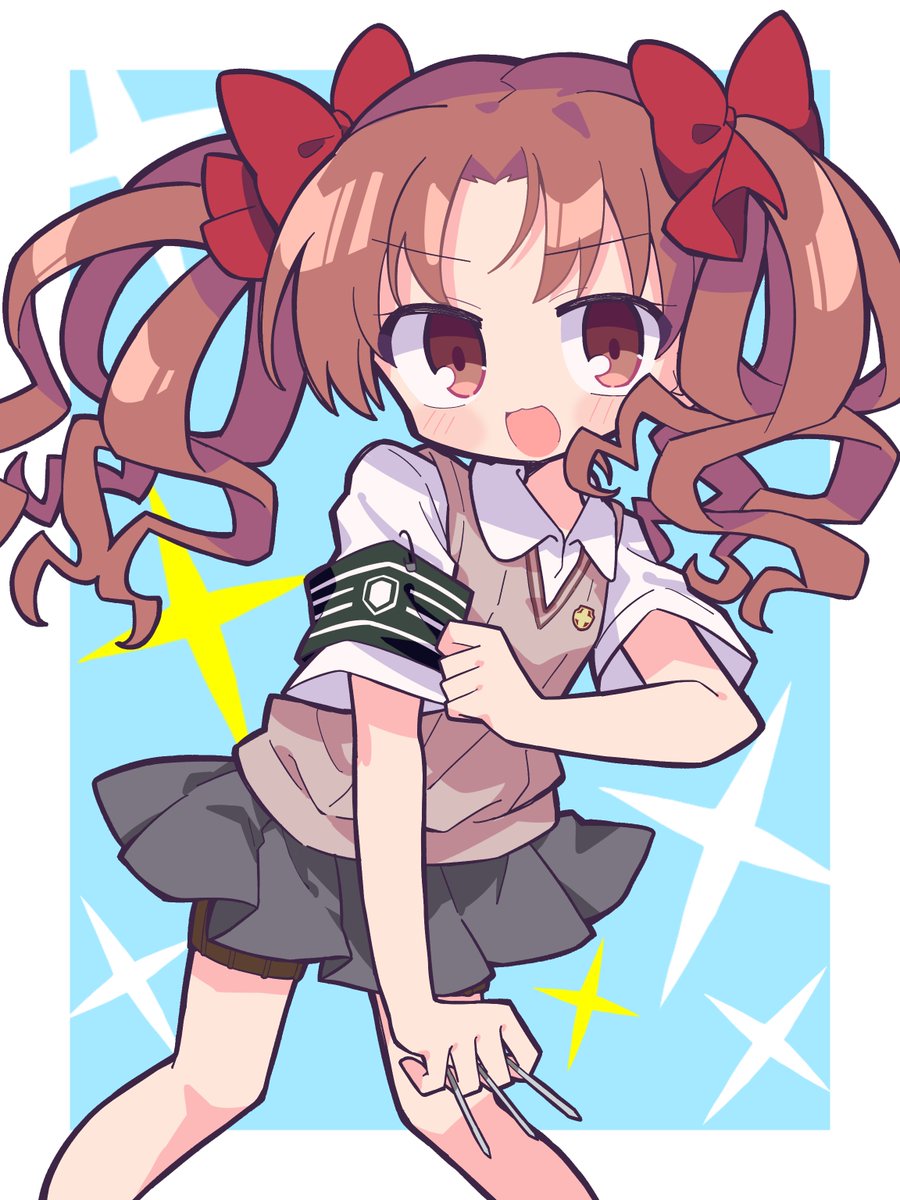 shirai kuroko 1girl tokiwadai school uniform solo school uniform twintails brown hair skirt  illustration images