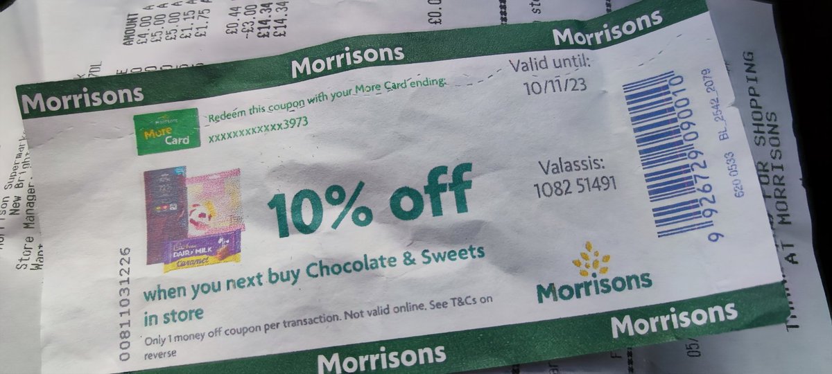 paulblakey's tweet photo. When 10% off when you next buy chocolate &amp; sweets in-store actually means when you buy the chocolate &amp; sweets from the selection in the very grainy picture shown! @Morrisons @MorrisonsNews https://t.co/28ZrwyPiZL