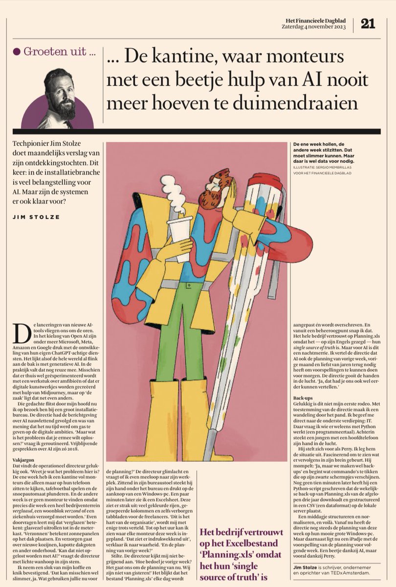 Ontdekken, pionieren is als hollen en stilstaan. Maar is ook terugkijken, verzamelen tot iets nieuws. Over verborgen vaardigheden van medewerkers, eigenaarschap, uitspreken, plannen en verbinden. Mooi @jimstolze #AI