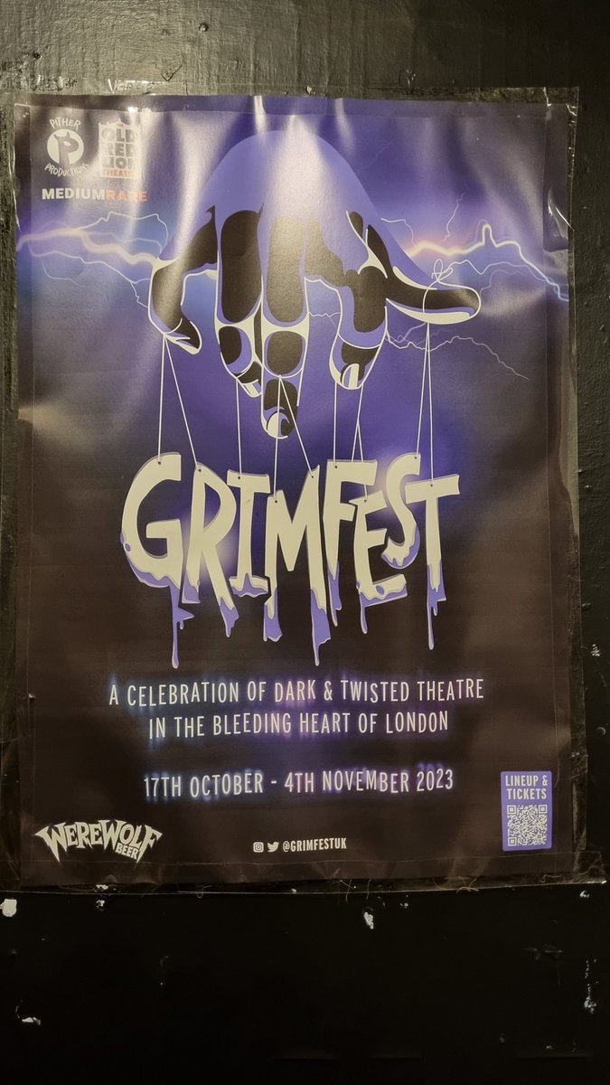 Thanks to @JackRobertson27 at Medium Rare & @NinaAtesh at Pither Productions for organising such an amazing festival, championing Fringe #horror #theatre Thank you to @ORLTheatre for being such an amazing venue & thank you to 💀 Winkworth 💀 @WerewolfBeer 💀 @LondonHorrorSoc 2/4