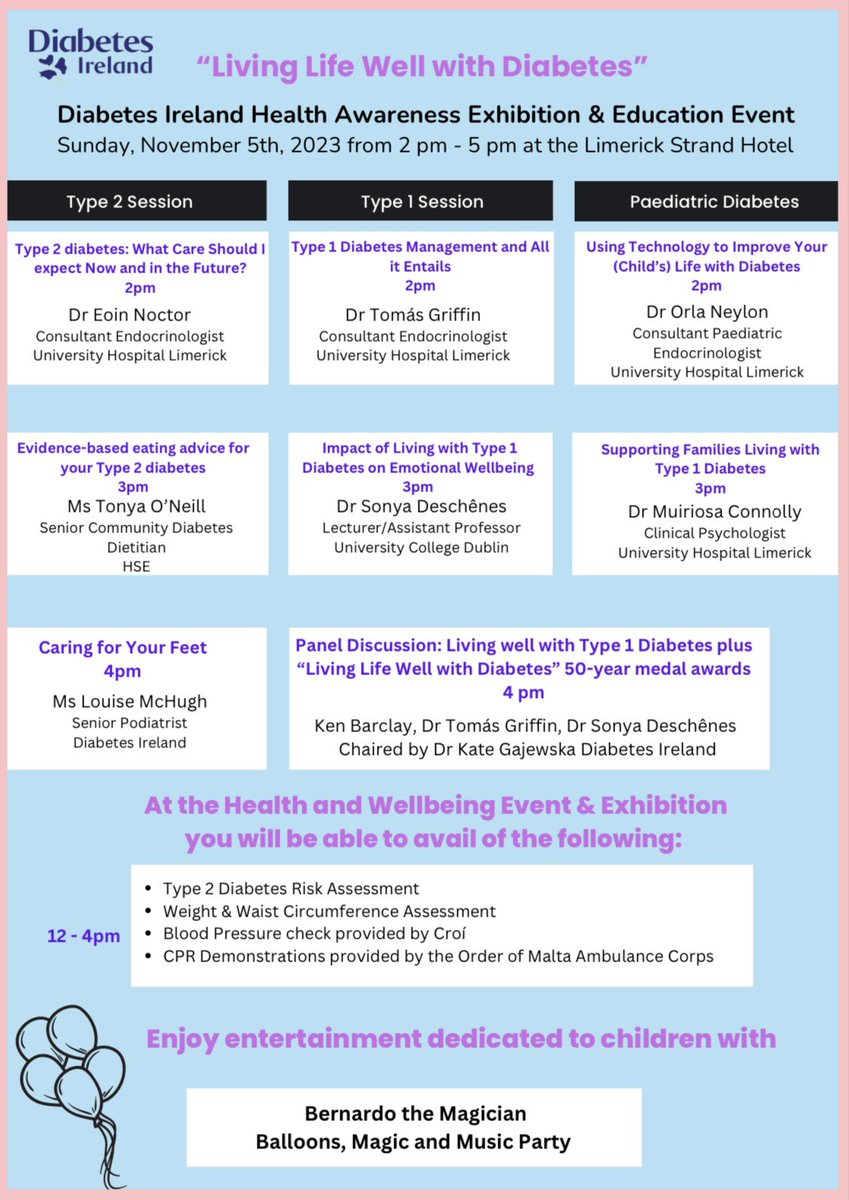 Looking forward to presenting at the Diabetes Ireland Health Awareness Exhibition in Limerick today! #DiabetesAwarenessMonth #NoHealthWithoutMentalHealth @Diabetes_ie @PSAD_studygroup @TomasPGriffin @Thriveabetes @kate_gajewska @UCD_PATH_lab