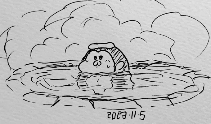 湯に浸かる原始シティゴリラ