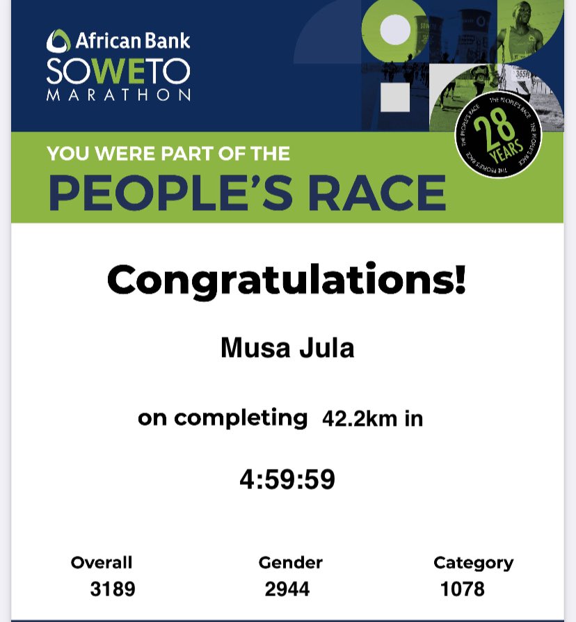 Not bad for first marathon
#RunningWithTumiSole #Sowetomarathon2023