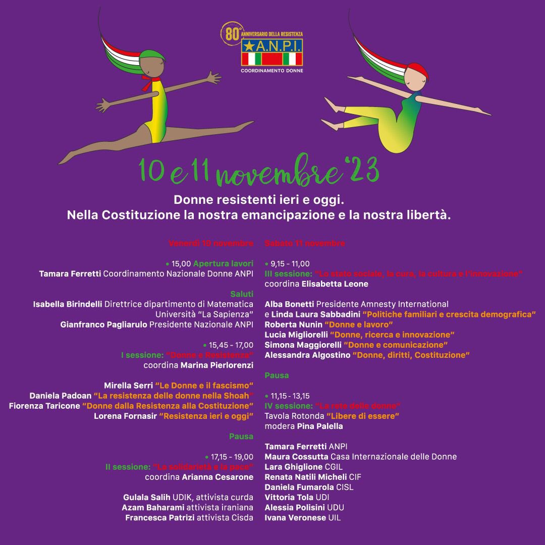 ANPIColleferro's tweet image. 𝐋𝐢𝐛𝐞𝐫𝐞 𝐝𝐢 𝐞𝐬𝐬𝐞𝐫𝐞 

Donne per le #donne, #resistenti di ieri e di oggi. 

Roma 10-11 novembre 2023

#Roma, Sapienza, Matematica 

Un convegno organizzato dal Coordinamento Nazionale Donne Anpi  @FerrettiTamara