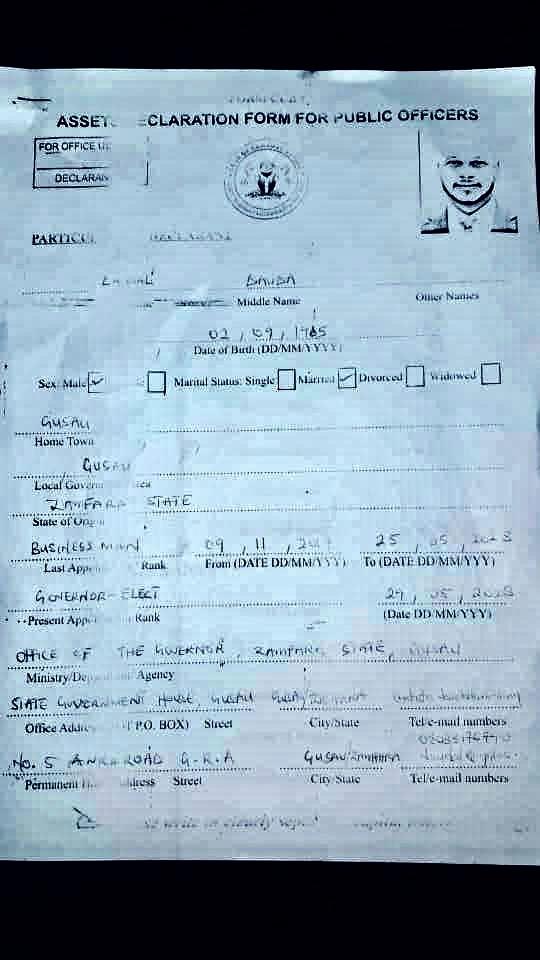 DavidsOffor's tweet photo. The other day, I posted that Zamfara State Governor, Dauda Lawal declared over $5 Billion to the Code of Conduct Bureau before he became Governor of the state as his net worth, and I tried to ask how a man could make such amount of money by just been the Director of First Bank of Nigeria.

I have the documents oga Dauda submitted to the CCB and it confirms my initial post, could it be that his relationship with Madam Allison Madueke that is facing trial in the UK for embezzlement be the source of the unexplained wealth or is there a plan to use the declaration to confuse Zamfara State people so that funds could be siphoned???

Lots of mysteries surrounding a man who has spent the first 5 months of his tenure as Governor doing nothing other than fighting political enemies.

Note that it would take Dauda Lawal to have earned N222 million every day of his life for the past 58 years to have an income of N4.7 trillion Naira.

Chai