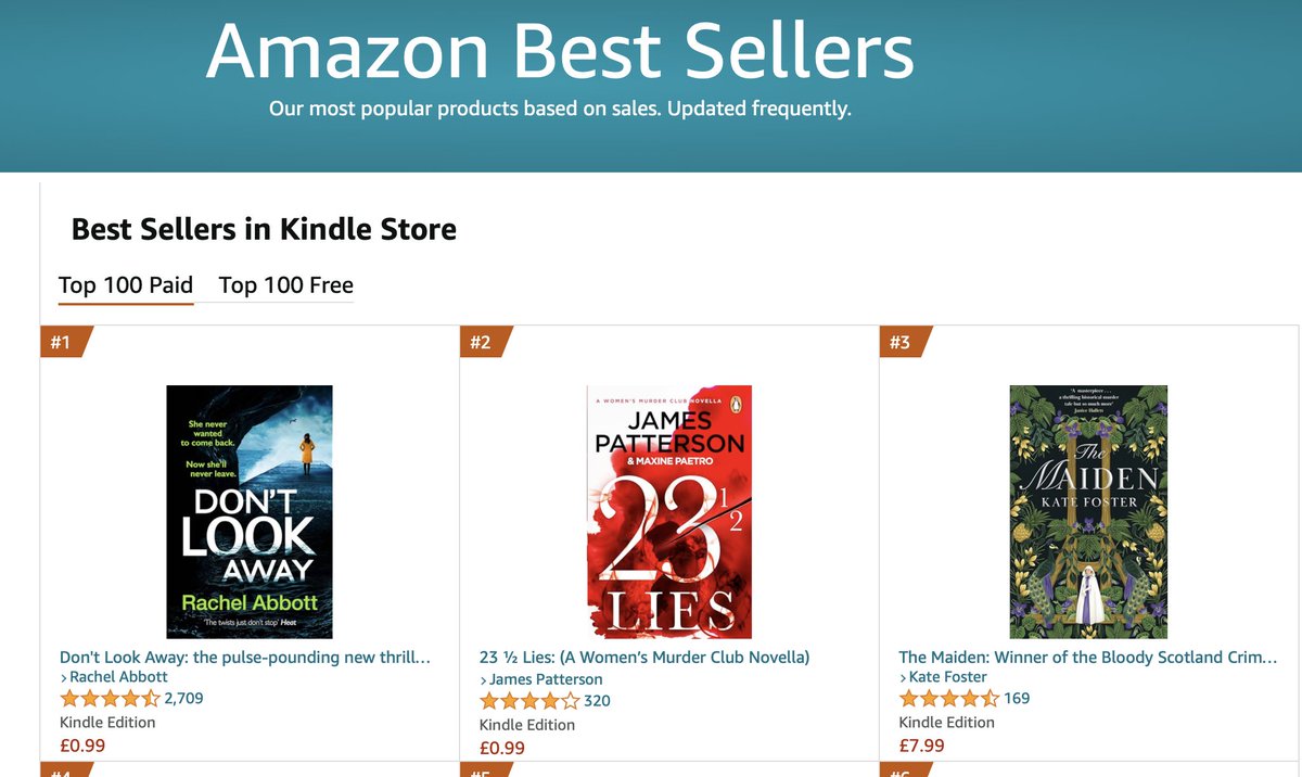 Delighted to see that the latest in the Stephanie King series - Don't Look Away - is at NUMBER ONE in the UK Kindle chart this morning. So thrilled with this, and thanks to all my lovely readers for your support. loom.ly/Elo4Tdk