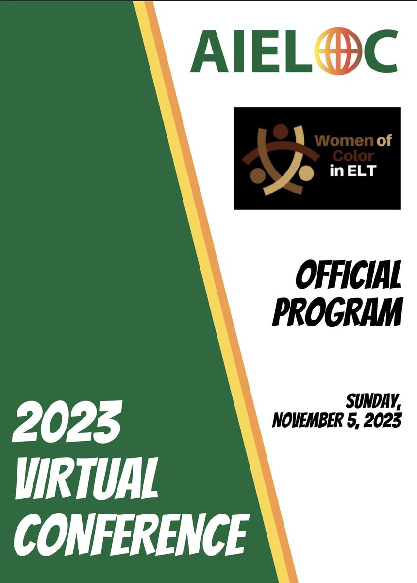 Our <a href="/WOCinELT/">Women of Color in ELT</a> and AIELOC Program Book can be found here canva.com/design/DAFxb0C… #intlELOC #WOCinELT