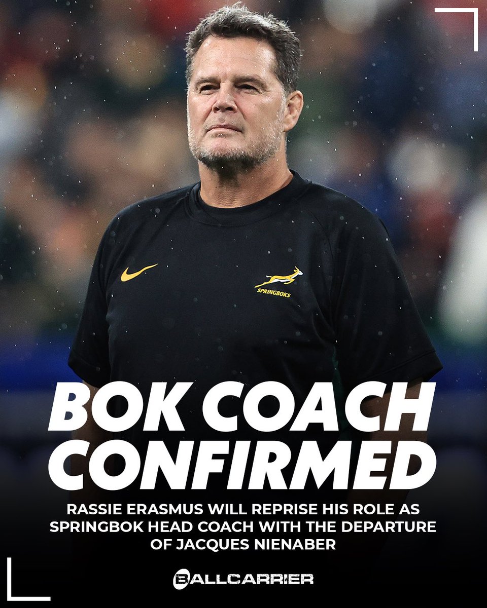 BallCarrier_'s tweet photo. Rassie Erasmus confirmed as the next Springbok coach 🇿🇦 https://t.co/m05RcKsYMO