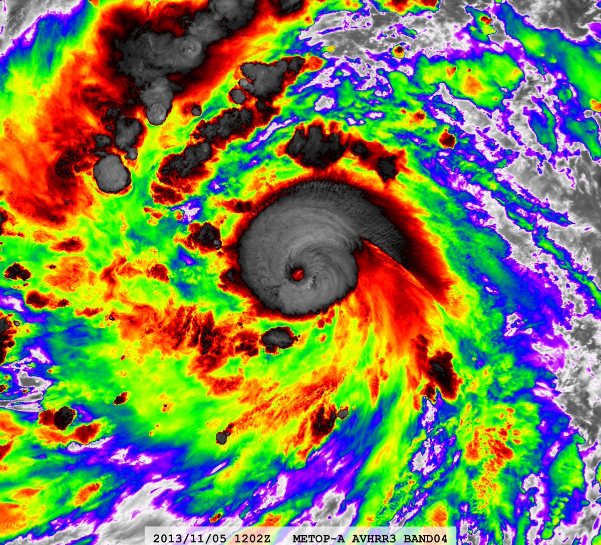 zeb199818's tweet photo. Super Typhoon #Haiyan 10-year Anniversary
#31W Typhoon #Haiyan
Satellite: #METOPA #AVHRR3
Time : 2013/11/05 1202Z https://t.co/15Lfa0pLxg