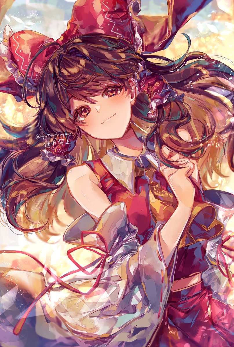 hakurei reimu 1girl solo detached sleeves bow hair tubes brown hair red bow  illustration images