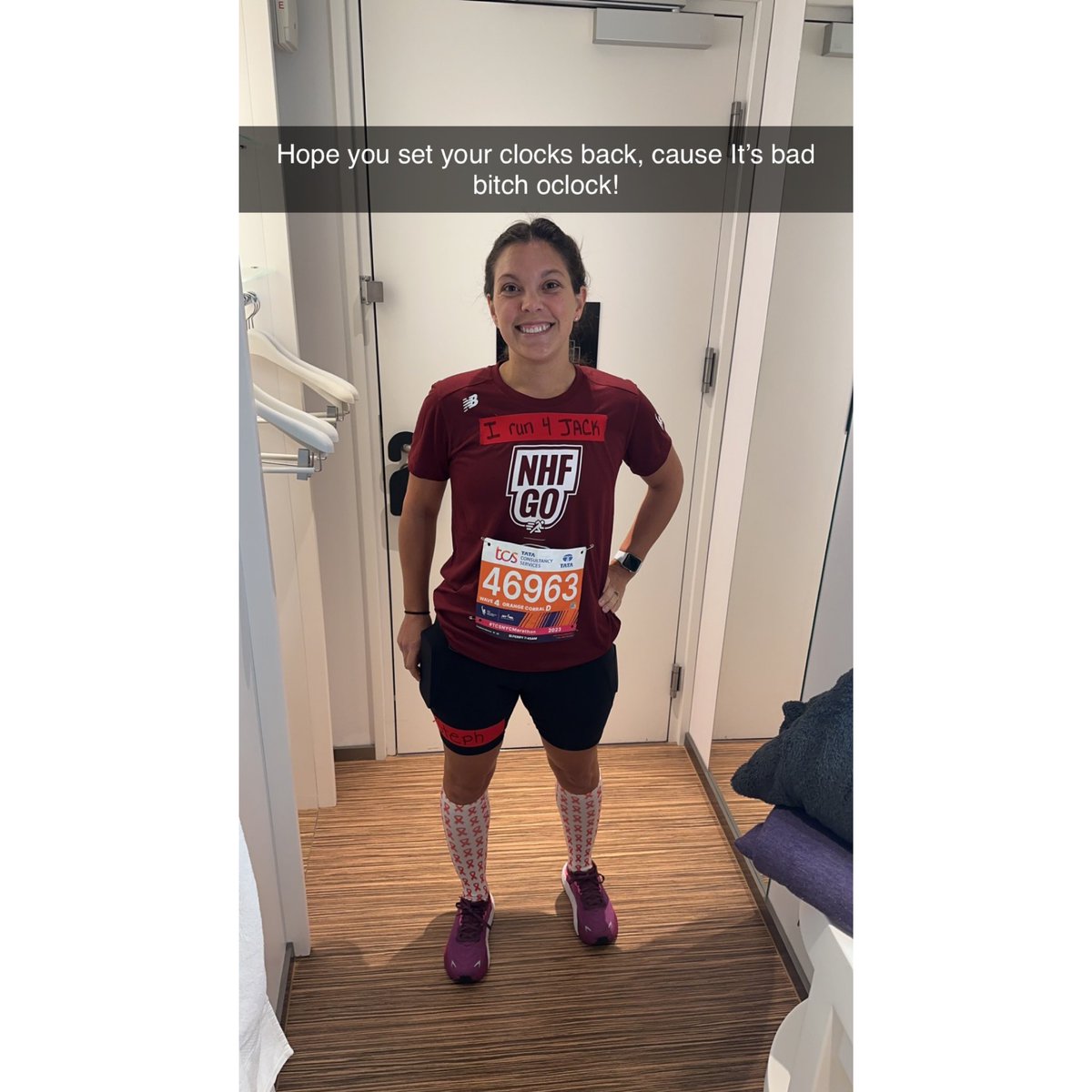 hansenjohn23's tweet photo. It’s race day! Moms off to kick the NYC Marathon’s butt for team @nbd_foundation If you’d like to track her progress throughout the race, you can dothe NYC Marathon app and her bib number is 46963! Her Wave crosses the start line around 10:55am eastern. Go Stuff!! #RunningForJack https://t.co/rU7xcJulet