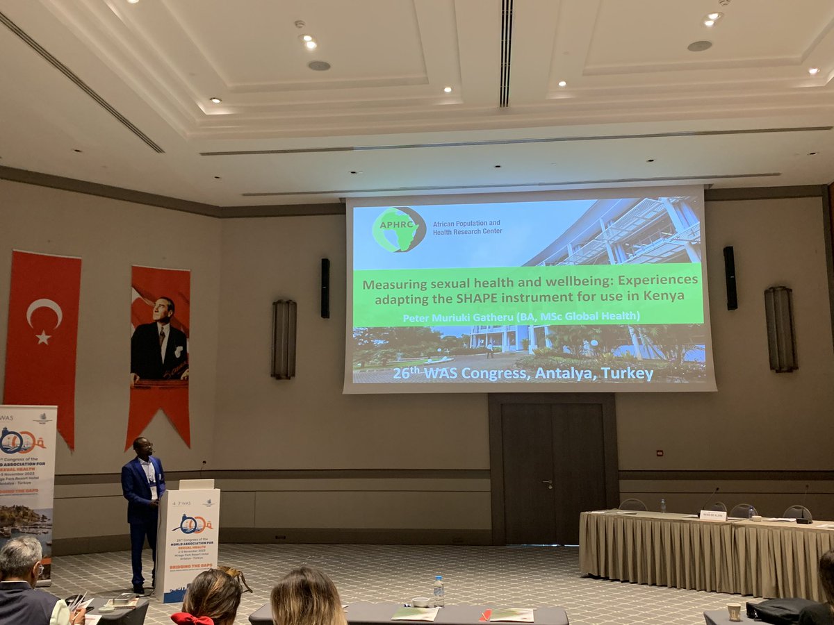 Great to see #CoTSIS study results being presented at #WAS2023 by <a href="/aphrc/">APHRC</a>’s Peterrock Muriuki. A fascinating dive into results of translating and testing a Swahili-language version of the #SHAPE sexual practices questionnaire.