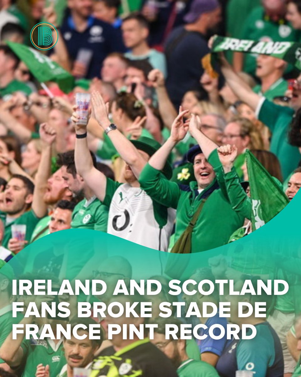 In the least surprising news of the day, it has been confirmed that Irish and Scottish people love pints. 137,000 pints were sold during Ireland's World Cup fixture vs Scotland, destroying the previous record of 90,000, set at a Metallica concert.