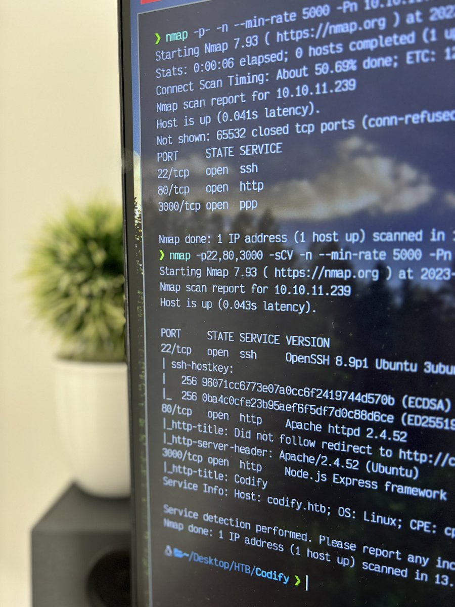 Whh04M1's tweet image. Let&apos;s hack!

#HackTheBox #Codify #Seasonal