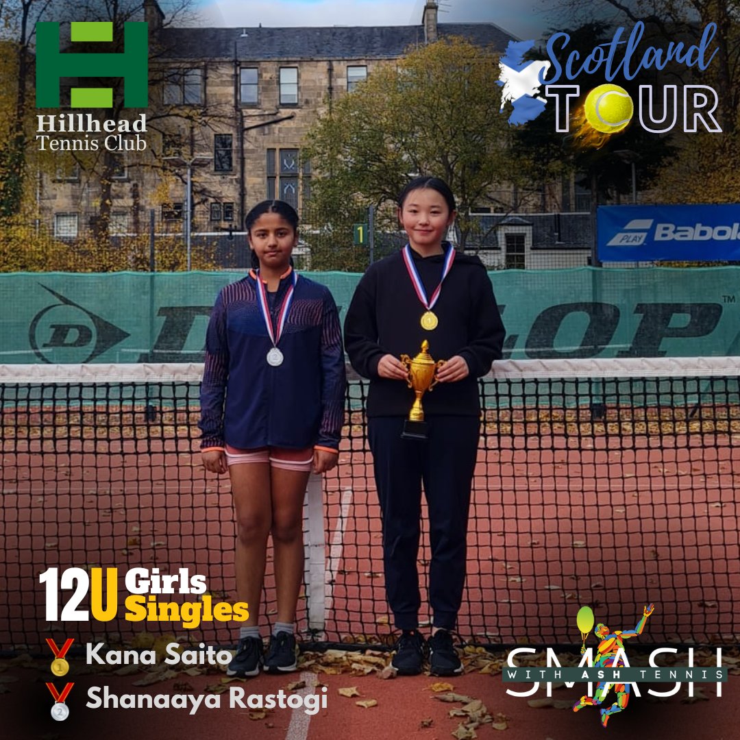 HillheadTennis's tweet photo. Cheers to our 12U stars at the Hillhead Tour! 🌟 🎾 Girls: Kana Saito wins, Shanaaya Rastogi shines as runner-up. 🎾 Boys: Diego Hardie takes the title, Eamon McFarlane follows strong. Future tennis greats in the making! #WalkerWylie #TennisScotland #LTAYouth #HillheadTennis 🎾🏆 https://t.co/z0NJLFPvAl