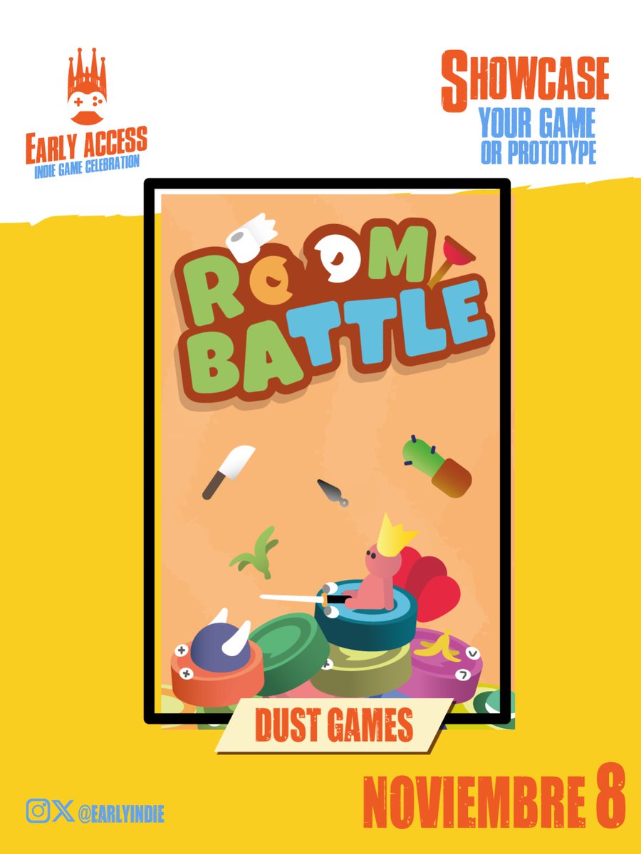 EarlyIndie's tweet image. Anunciamos el segundo proyecto que estará disponible en Early Access el 8 de noviembre! RoomBattle de @DustGamesStudio juego de lucha multijugador local. ¿El objetivo? Explotar los globos rivales para ganar la victoria. Invita tus amigos y vamos por unas copas en @checkpointbcn