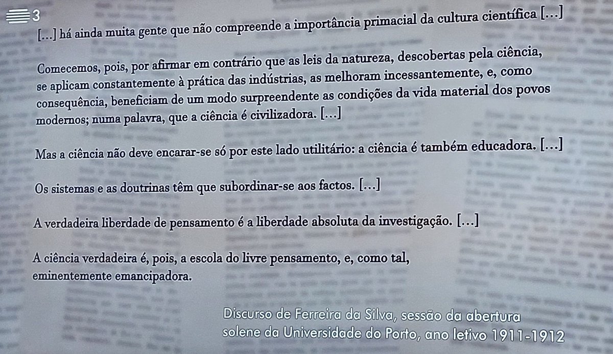 "A verdadeira liberdade de pensamento é a liberdade absoluta da investigação. "
Prof. Ferreira da Silva, 1911

#fct #uporto #reitoriaup #up
#visitaguiadartp3