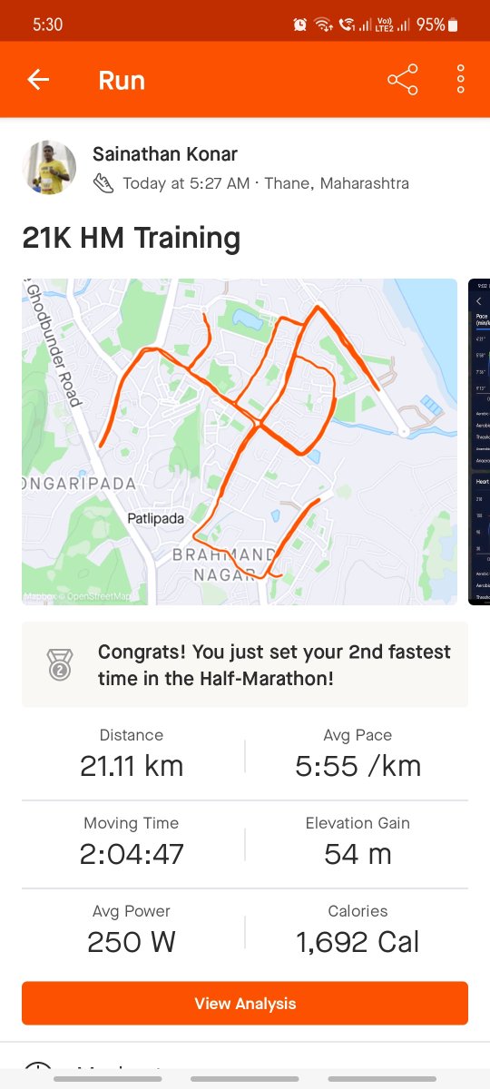 A HM training run at Tempo pace.