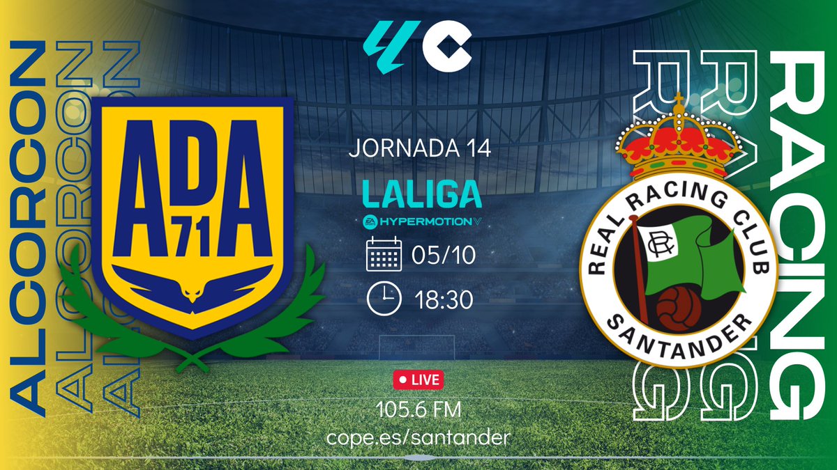 COPE Cantabria (@copecantabria) on Twitter photo 💚 ¡Vuelve <a href="/LaLiga2/">LALIGA HYPERMOTION</a>, vuelve el trabajo!
⚽️<a href="/AD_Alcorcon/">A.D. Alcorcón</a> 🆚 <a href="/realracingclub/">Real Racing Club</a>
🎙️Con Jaime Del Olmo, <a href="/hilario_vega/">Hilario Vega Sierra</a>, Julio Tagle y la narración de <a href="/alexgperez_/">Alex García 🎙️</a>
🔗 cope.es/directos/santa……
¡¡Vamos a por ellos!! 💚 ¡Vuelve <a href="/LaLiga2/">LALIGA HYPERMOTION</a>, vuelve el trabajo!
⚽️<a href="/AD_Alcorcon/">A.D. Alcorcón</a> 🆚 <a href="/realracingclub/">Real Racing Club</a>
🎙️Con Jaime Del Olmo, <a href="/hilario_vega/">Hilario Vega Sierra</a>, Julio Tagle y la narración de <a href="/alexgperez_/">Alex García 🎙️</a>
🔗 cope.es/directos/santa……
¡¡Vamos a por ellos!!