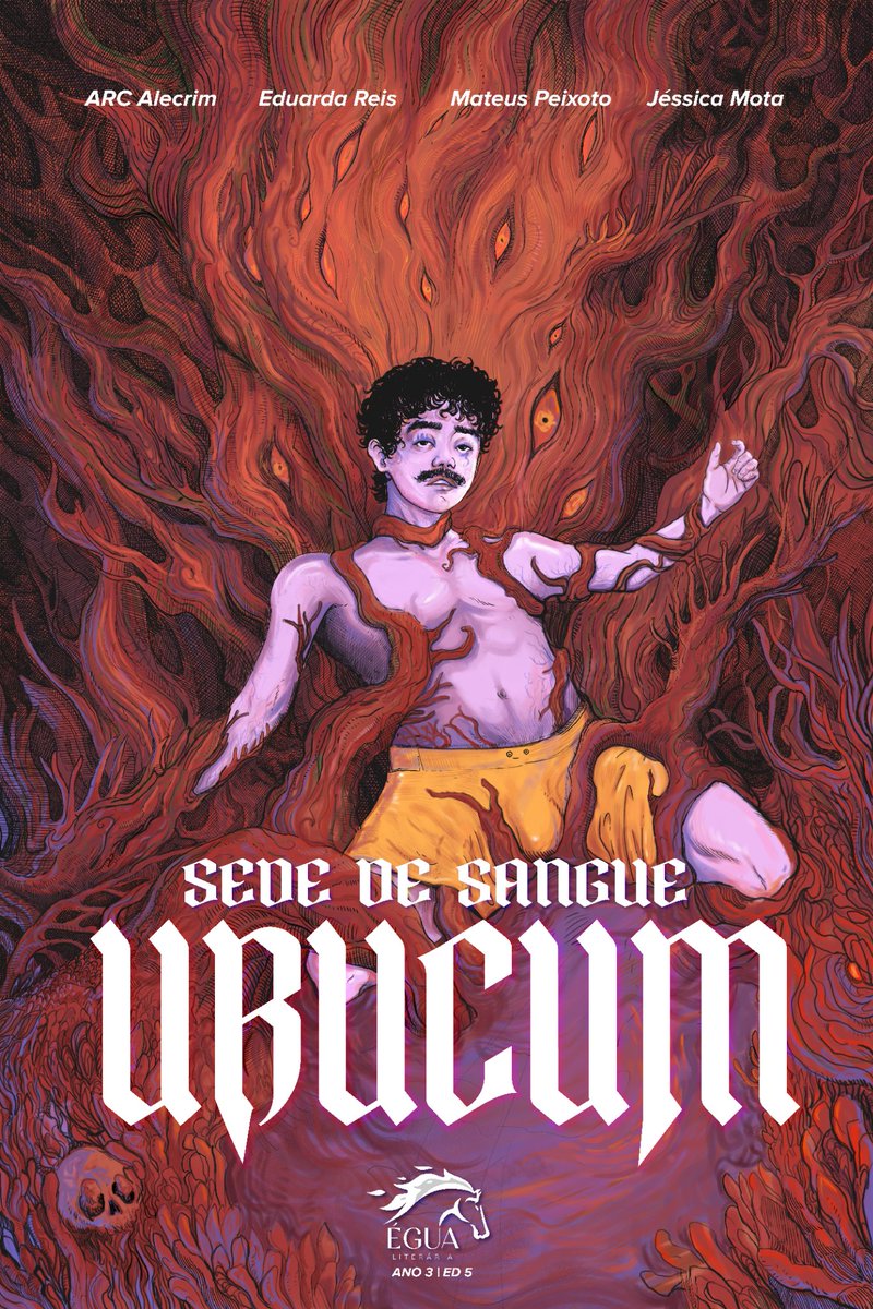 🦇 Ouçam o canto das crianças da noite! 🩸 

A capa da Égua 05 - Sede de sangue-urucum se ergue de seu mausoléu e agora espreita entre nós.

A nova edição vampírica chega em 18 de novembro.

Uma ilustração incrível de <a href="/Gi4nncarlos/">GiannCarlosMonteiro</a> 🧛🏽