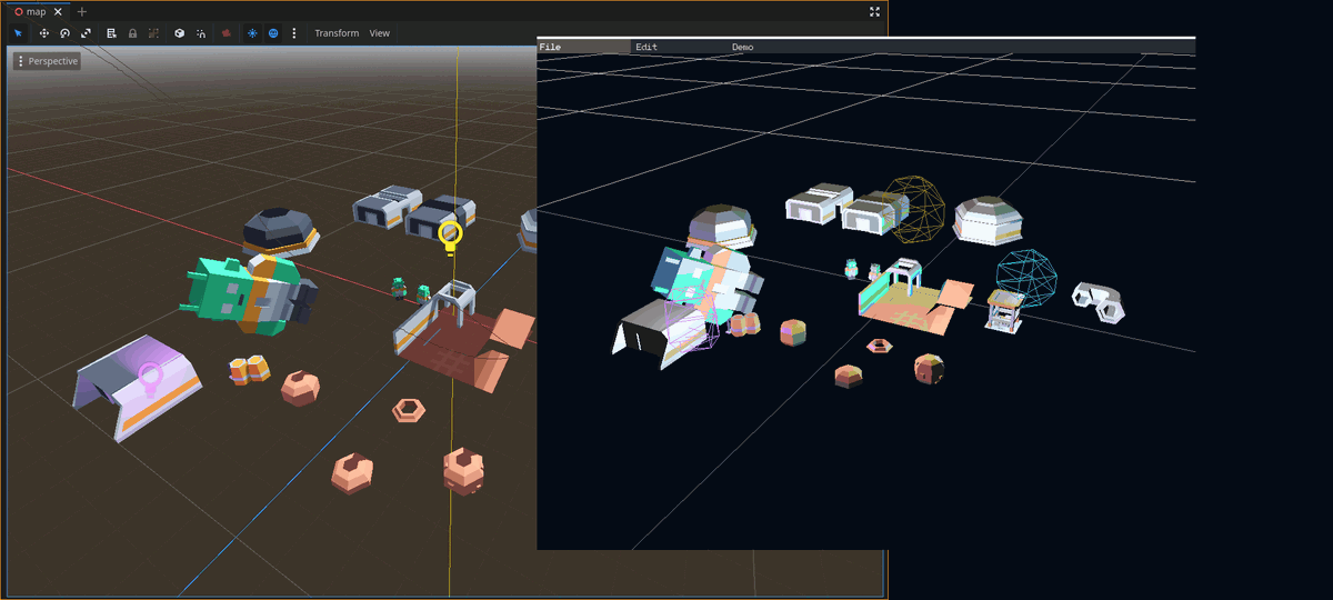 This mornings daft idea. 
Why not use #godot as an editor for #raylib. 
#gamedev #C