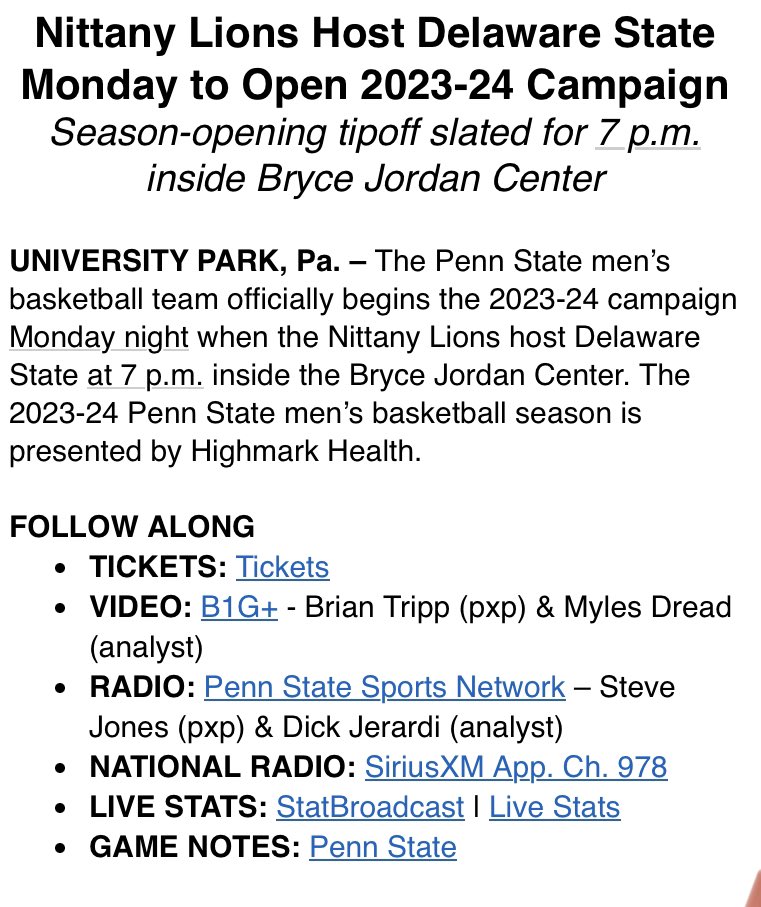 BTrippTweets's tweet photo. Super excited to work with Myles Dread (@mylesd12_) this week for a couple of @PennStateMBB games on Big Ten Plus. https://t.co/Xz4Gp3i06j